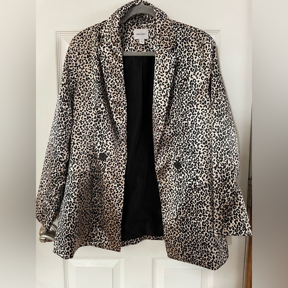 Nine West Jackets & Blazers - Nine West Black and Cream Leopard Satin Blazer Medium
